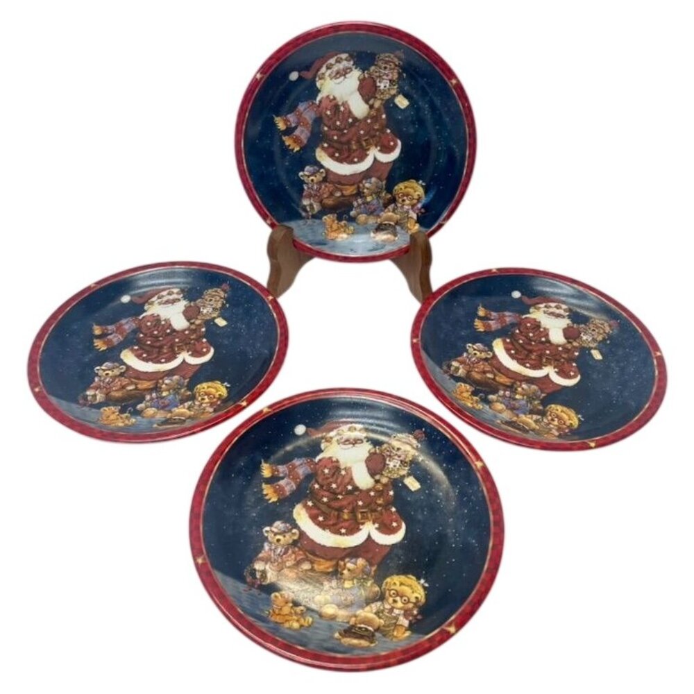 Today’s Living Christmas Santa Dessert Plates Set of 4 8” Ceramic Teddy Bear